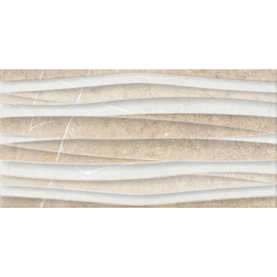 Ανάγλυφο μπεζ πλακάκι τοίχου SABOYA OLAS BEIGE 25x50 με όψη πέτρας